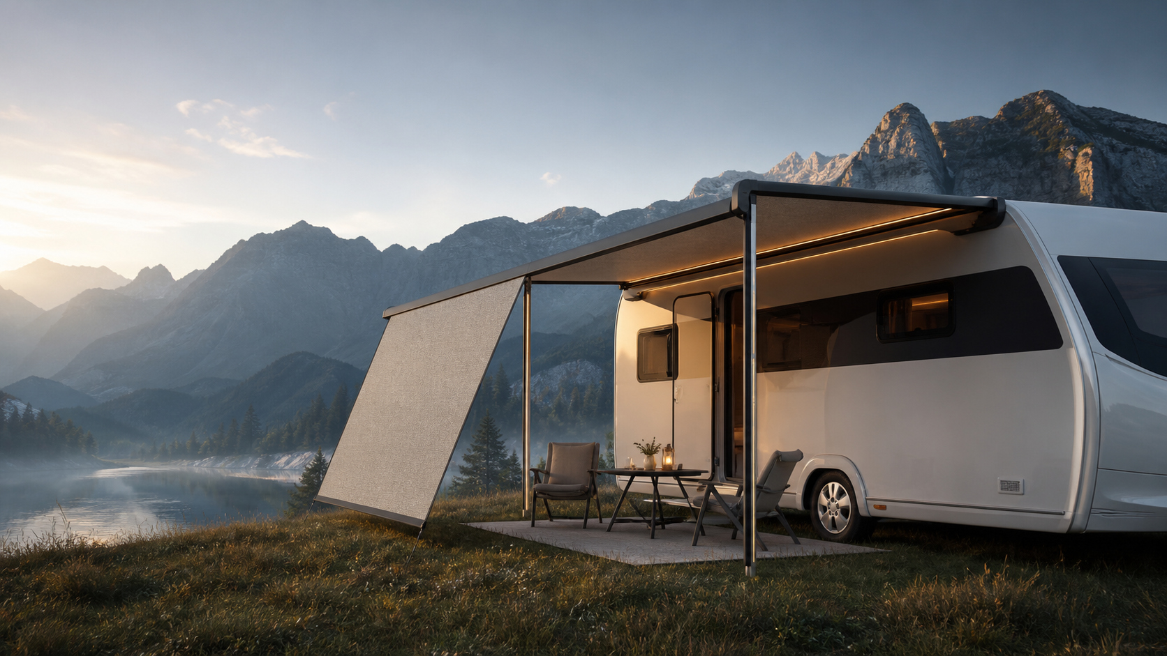 Example of accessories alongside a caravan canopy